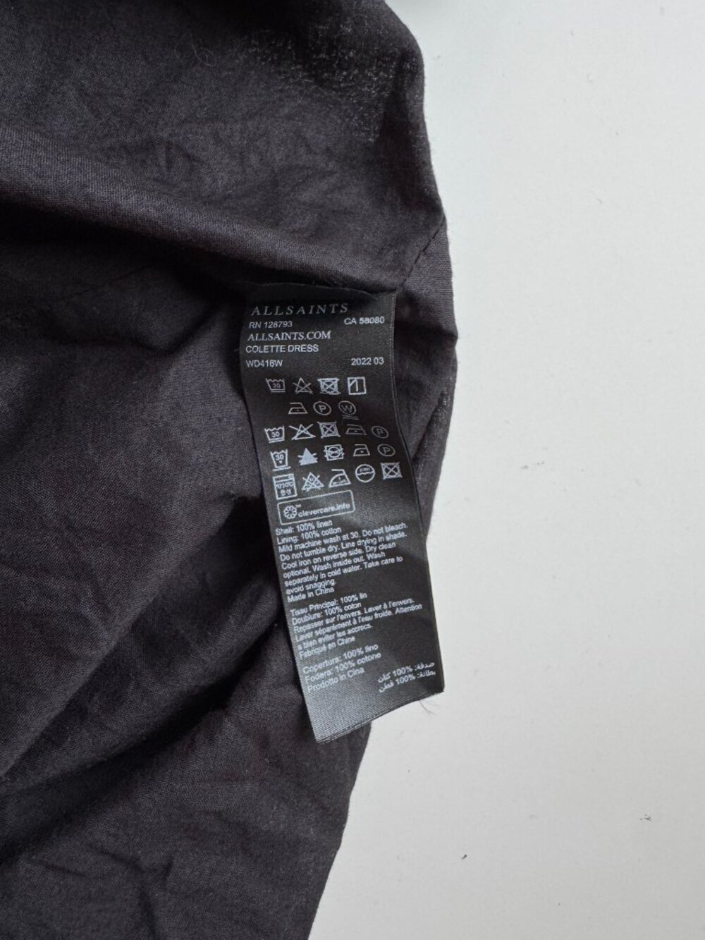 ALLSAINTS Colette Black 100% Linen Cut Out Fit & Flare Mini Dress, Size 10 - Picture 13 of 13